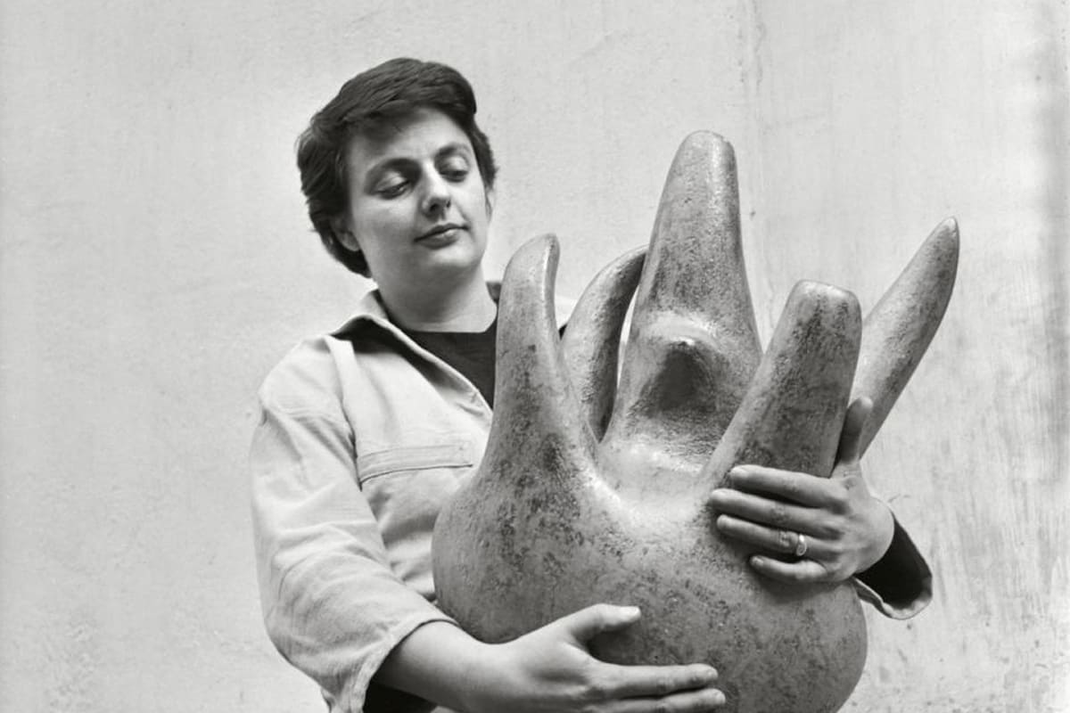 Céramique signée Valentine Schlegel, forme libre organique émaillée blanc ou terre brute, œuvre sculpturale des années 1950-1970