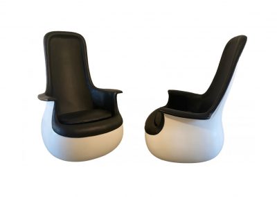 Fauteuils Culbuto en fibre de verre et cuir, design Marc Held, édités par Knoll International, années 1970