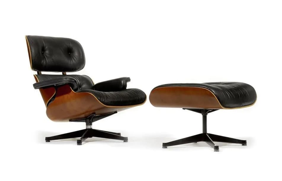 Lounge Chair en palissandre et cuir noir, design Charles & Ray Eames, édition Herman Miller, années 1950