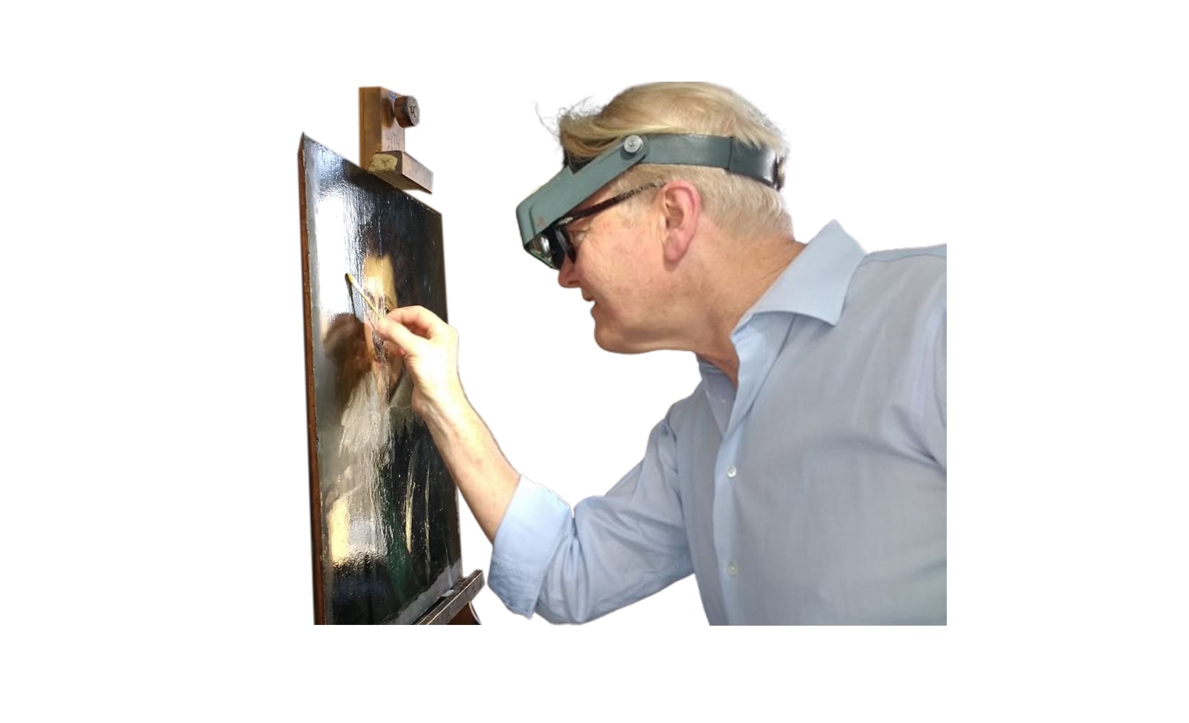 Simon Rollo Gillespie en atelier, restauration de tableaux anciens, redonner vie à l’art classique