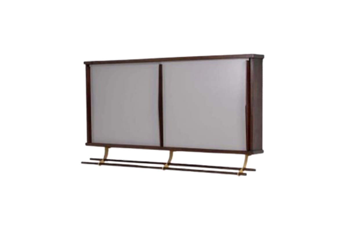 Armoire Brazza en bois massif et panneaux laqués, design Charlotte Perriand, mobilier moderniste conçu pour le Congo dans les années 1950